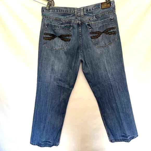 FLYPAPER Straight Leg Mens Jeans Size 38x30 Embroidered Pocket Western Y2K Loose - Picture 13 of 14